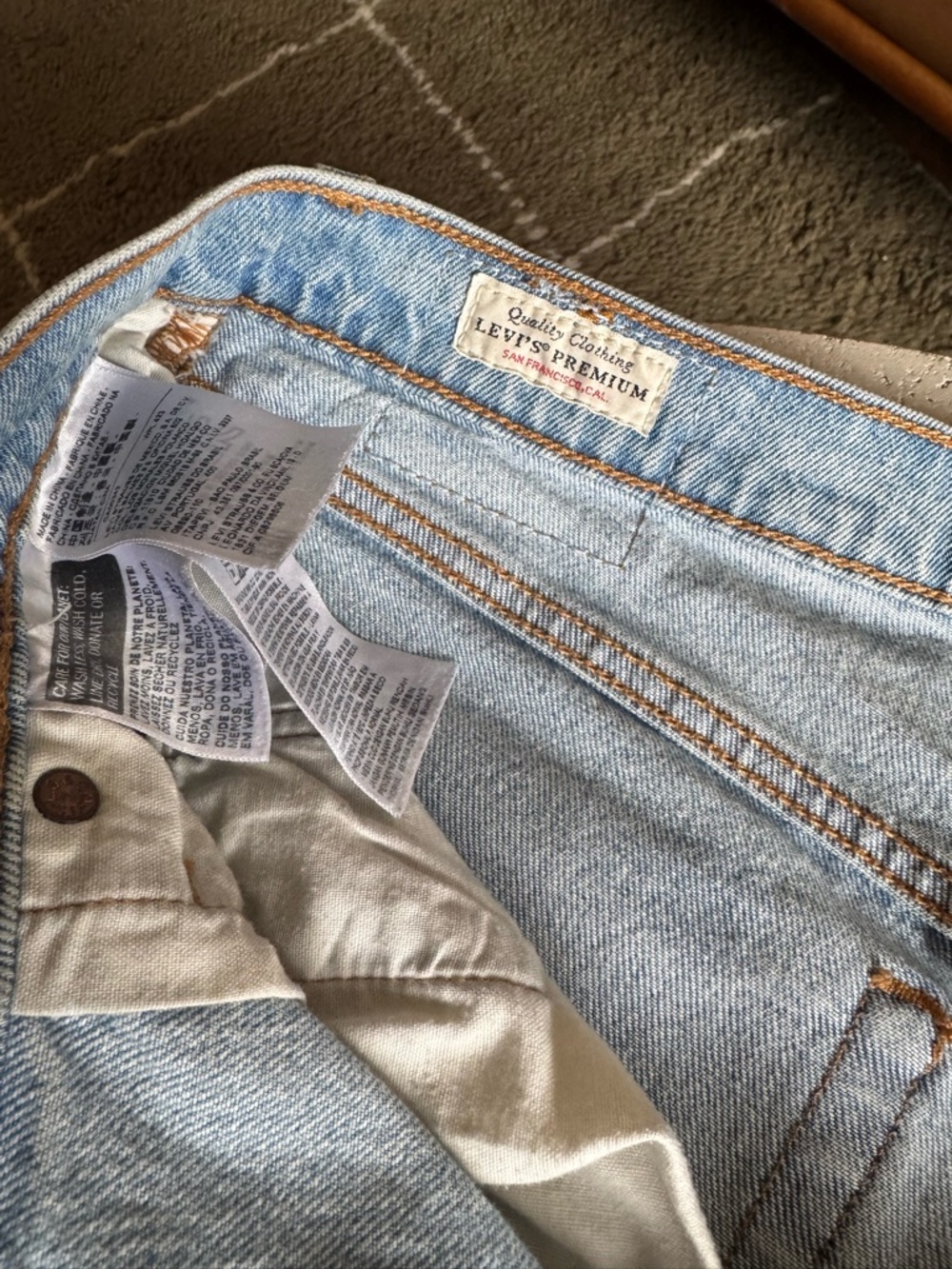 Vintage Levi's Light Blue Denim Jeans with Orange Stitching